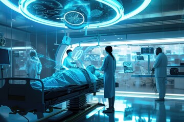 Poster - A futuristic hospital with advanced medical technology