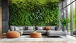 © furyon - lush living room with vibrant green living wall ecofriendly sustainable interior design