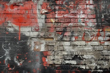 Fototapete - Urban textures and patterns like brick walls, graffiti, or street signs