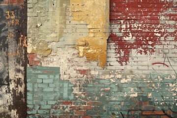 Fototapete - Urban textures and patterns like brick walls, graffiti, or street signs