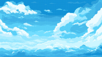 Wall Mural - pixel art game level background, 8 bit, landscape, arcade video game