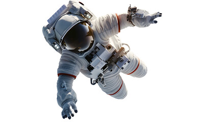 astronaut flies over the white backgrounds.