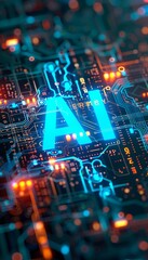 Wall Mural - AI on Circuit Board