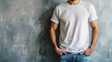 blank t-shirt template photographed in a commercial advertising ad --chaos 10 --ar 16:9 Job ID: 99dec733-73ef-4f4c-be64-75fbabd2cd44