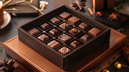 a gift box filled with delicious chocolates, tempting the senses with its sweet delights.