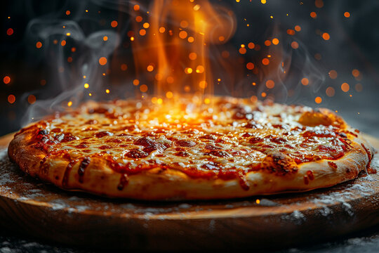 Fresh hot pizza from the oven.