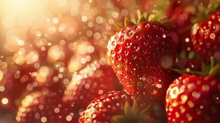 Wall Mural - a close up of a bunch of strawberries with a lot of water droplets