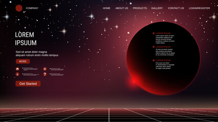 Wall Mural - modern trendy landing page vector design template. deep space background