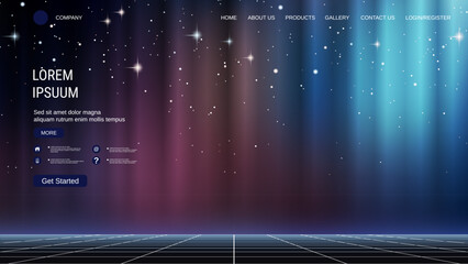 Wall Mural - modern trendy landing page vector design template. deep space background
