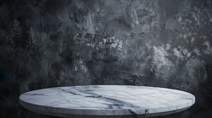 Wall Mural - Empty marble top table with dark abstract cement