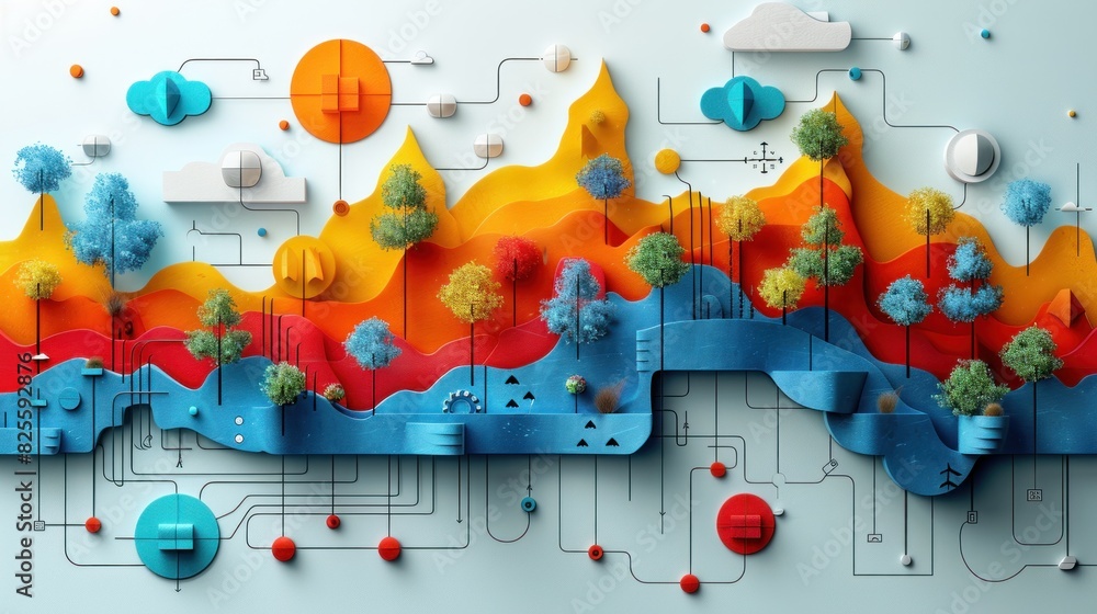 Illustrate a paper cut style flowchart depicting the process of forming ...