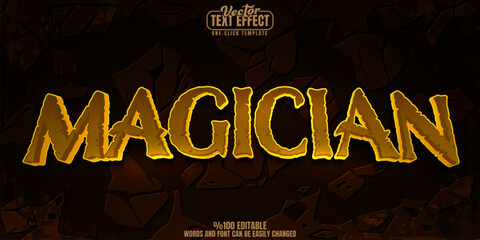 Wizard editable text effect, customizable magician and fantasy 3D font style