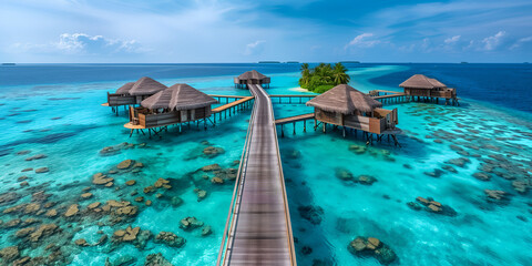 Sticker - Beautiful landscape of resort in Maldives