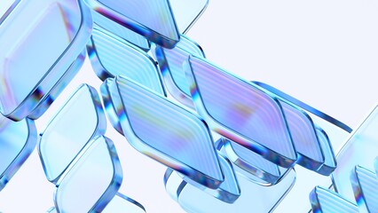 Abstract glass blocks, geometric background design, 3d render