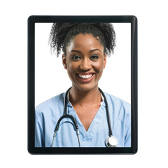 Wall Mural - smiling doctor holding tablet pc