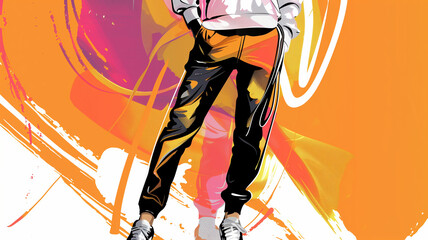 colorful abstract illustration of young woman wearing sportswear
