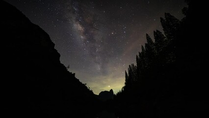 Time lapse Milky way galaxy stars,Star Time Lapse, Milky Way Galaxy Moving Across the Night Sky,Dark sky in beautiful starry night time, Milky Way Galaxy. 4K High quality.Amazing night sky