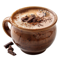 Wall Mural - a cup of hot chocolate with chocolate chunks on the side, transparent background png