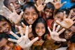 © Enrique - Group of indian kids showing their hands in front of the camera