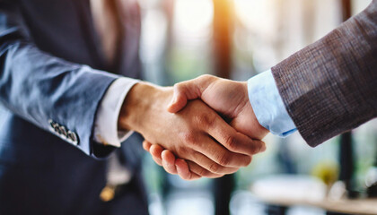 two hands in a firm handshake, symbolizing a successful business agreement