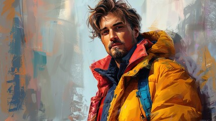 Stylish man in soft sweater and colorful jacket - Generative Ai