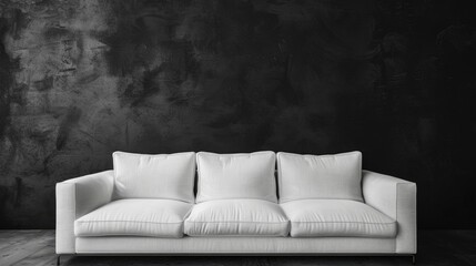 Canvas Print - Empty Couch. Modern Design of Living Room with White Sofa in Contemporary Style