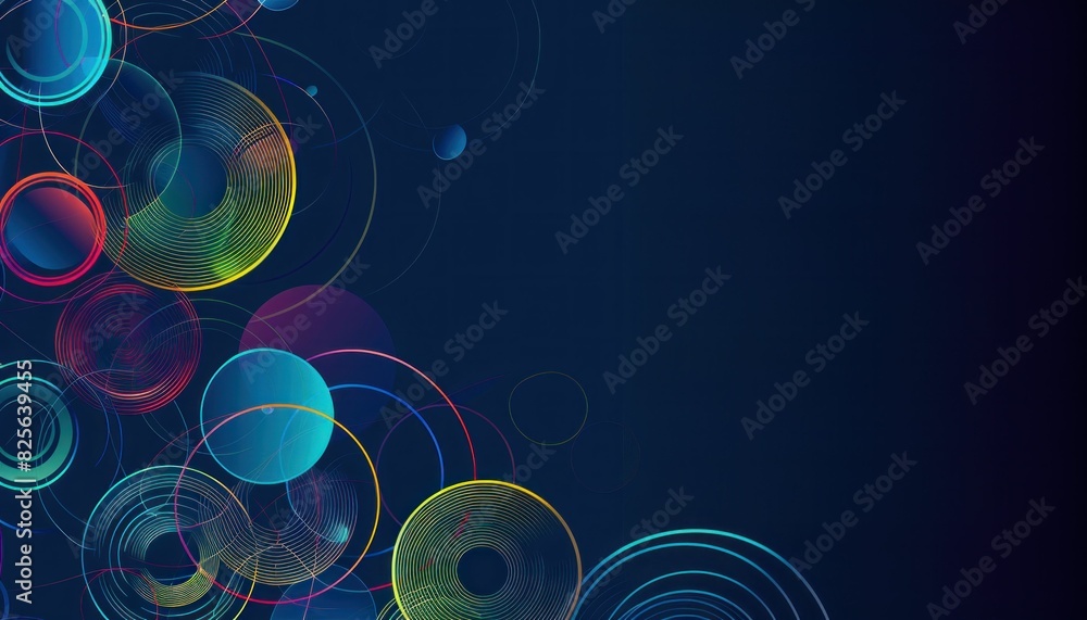 Colorful Abstract Background with Circles and Lines on a Dark ...
