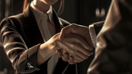 Wall Mural - A Businesswoman Engages In A Handshake, Symbolizing Success And Collaboration Among Peers, High Quality