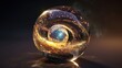 © Witri - Witness the Galactic Sphere Elegance, a glass ball infused with cosmic patterns. Generative Ai