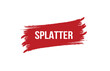 © Md Mojammel - SPLATTER red ribbon label banner. Open available now sign or SPLATTER tag.