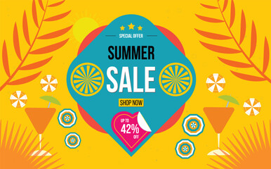 Wall Mural - sale lettering template banner. Summer Summer sale design. 42% off