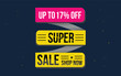 © Md Mojammel - Supper sale vector design with 17% off and hanging colorful streamers in white background for store promotions and party celebrations