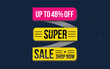 © Md Mojammel - Supper sale vector design with 48% off and hanging colorful streamers in white background for store promotions and party celebrations