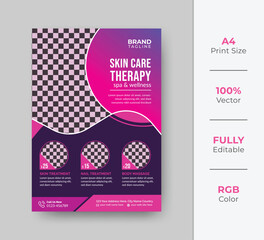 Beauty and spa salon flyer template design with creative shapes