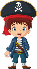 Wall Mural - cartoon smiling little pirate boy