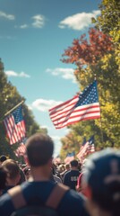 USA flag and people,Independence Day.National Day celebration,silhouette,generative ai art