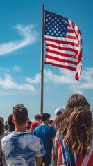 USA flag and people,Independence Day.National Day celebration,silhouette,generative ai art