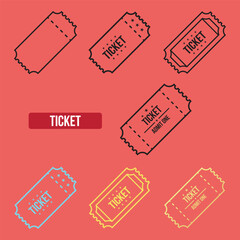 Wall Mural - Flat Ticket icon set. symbol vector Illustration.