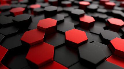 Wall Mural - abstract background with black and red hexagon, modern 3d wallpaper, business background 