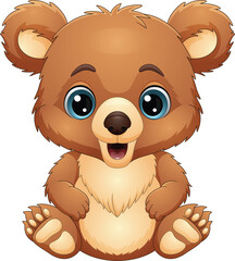 Sticker - Cartoon happy baby brown bear 