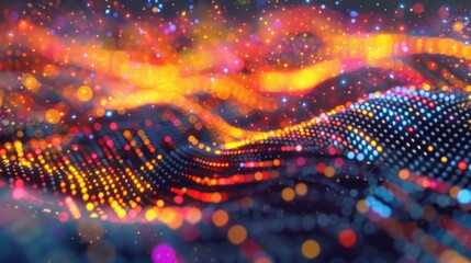 3D render of a Neural network Big data and cybersecurity with blurred fingers