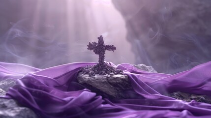 Wall Mural - a serene and reverent image capturing the essence of ash wednesday, with a cross of ashes solemnly a