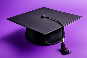 Graduation cap with purple background, ai