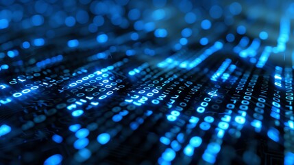 Abstract digital code, focus on, binary patterns, dynamic, overlay, cyber background backdrop
