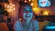 © VizGen - A Teenage Girl Video Calling A Friend, Her Face Lit Up With Excitement And Connection, Hd Images