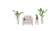 © miamiadesign - a pink chair and a table with plants