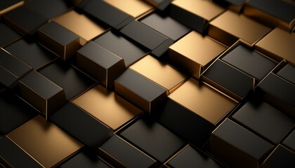 Abstract geometric gold and black background design