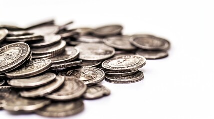 Poster - A pile of Coins on a white background : Generative AI