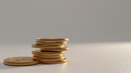 Poster - Coin stacks on a white background : Generative AI