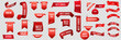 © luda - Giveaway tags or labels for social media post. Red announcement 3d banners giveaway contest ribbons.